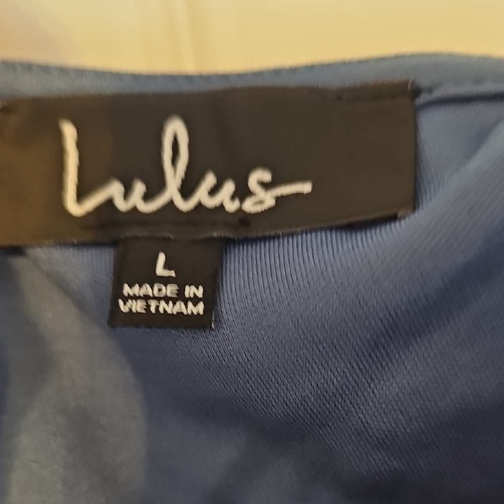 Lulu's Navy Leaf Print Long Sleeve Dress - Picture 2 of 6